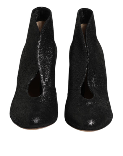 Metallic Black Pump Stiletto Heels Shoes