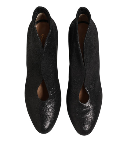 Metallic Black Pump Stiletto Heels Shoes