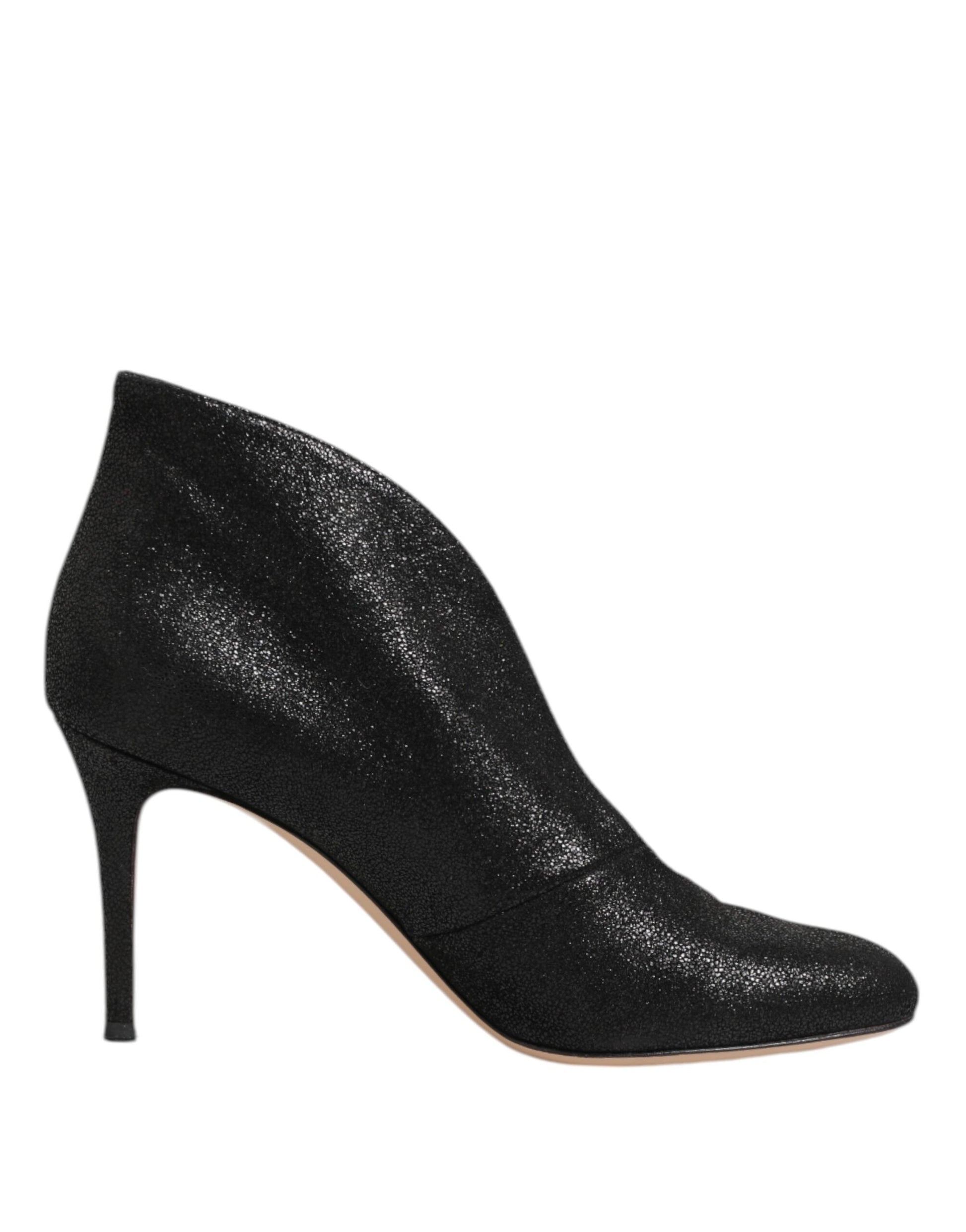 Metallic Black Pump Stiletto Heels Shoes