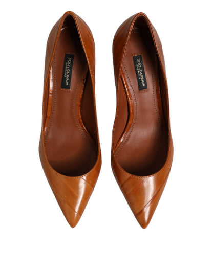 Brown Leather Stiletto Heel Pumps Shoes