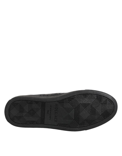 Black Leather Lace Up Mid Top Sneakers Shoes