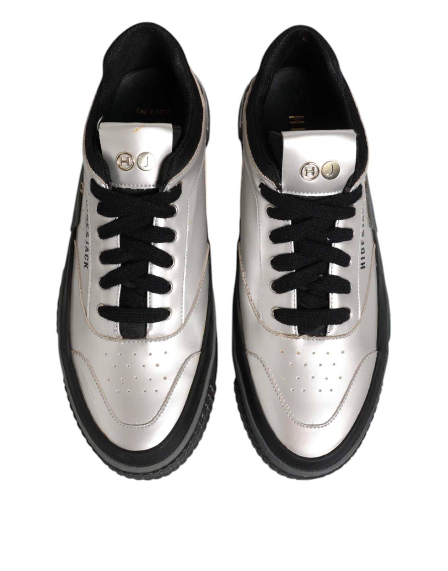 Silver Leather Lace Up Low Top Sneakers Shoes