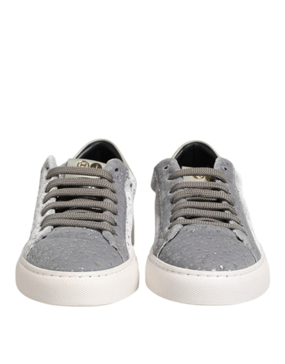 Gray Suede Low Top Lace Up Sneakers Shoes