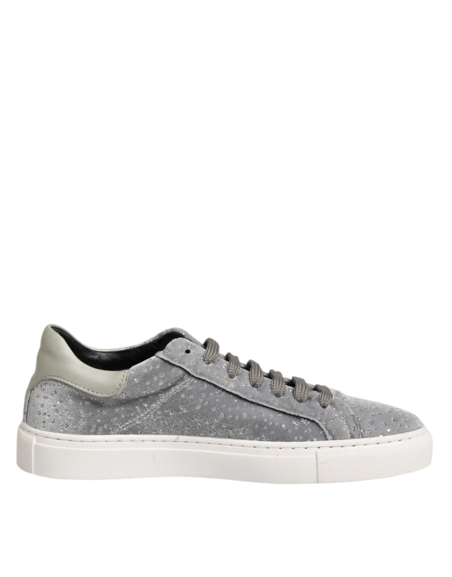 Gray Suede Low Top Lace Up Sneakers Shoes