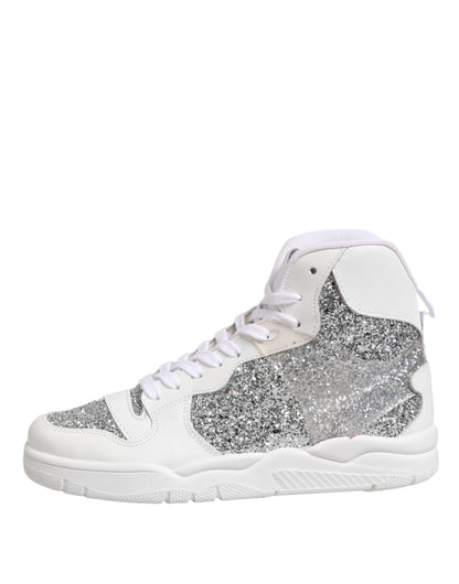 White Silver High Top Women Sneakers Shoes