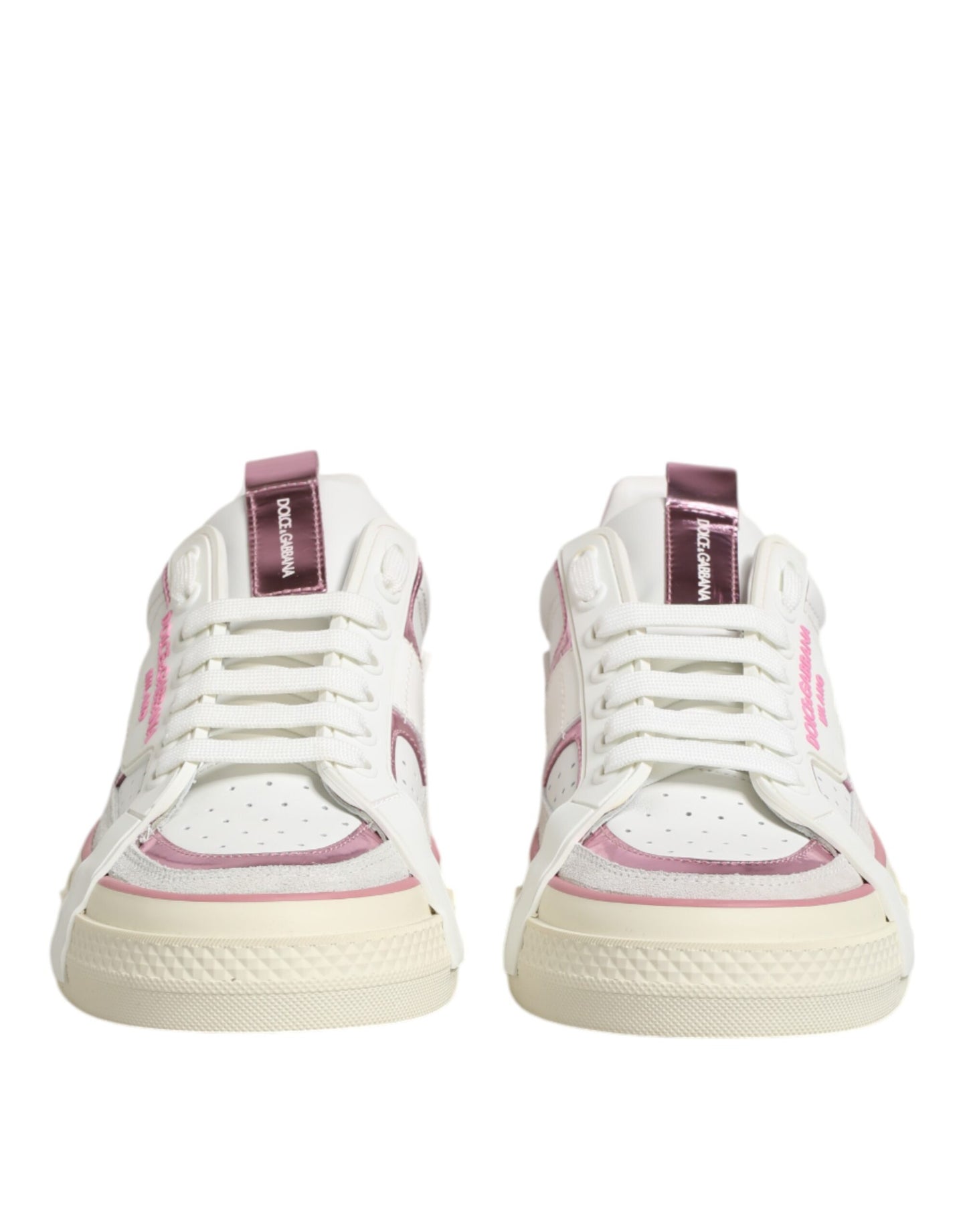 White Leather DG Logo Low Top Sneakers Shoes