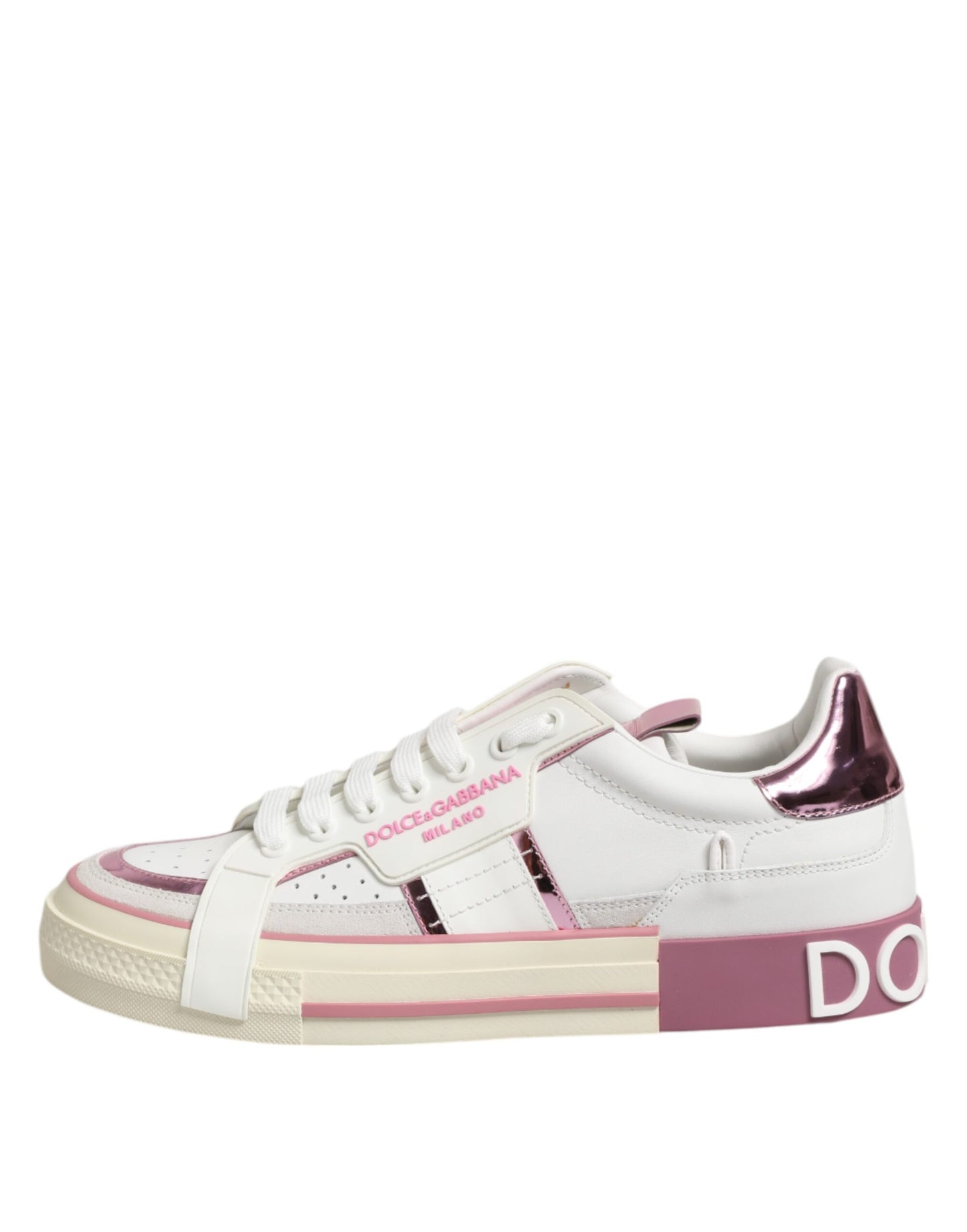 White Leather DG Logo Low Top Sneakers Shoes