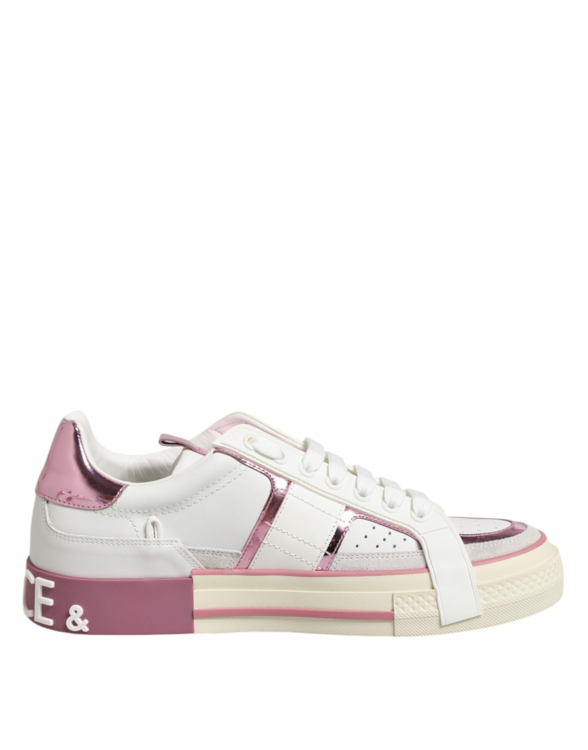 White Leather DG Logo Low Top Sneakers Shoes