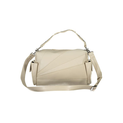 Beige Polyurethane Women Handbag