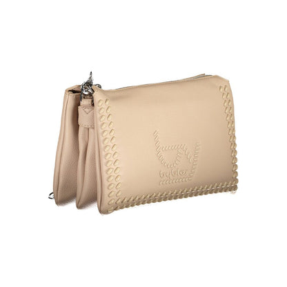 Beige Polyurethane Women Handbag