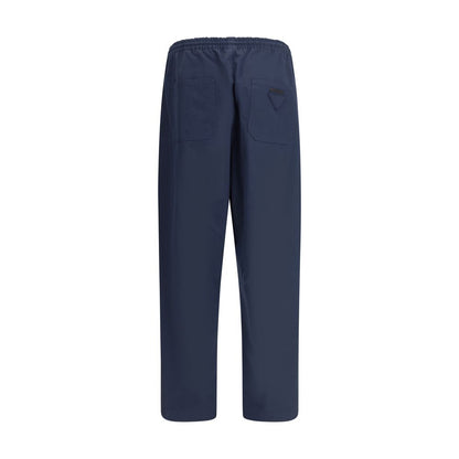Blue Cotton Casual Pants