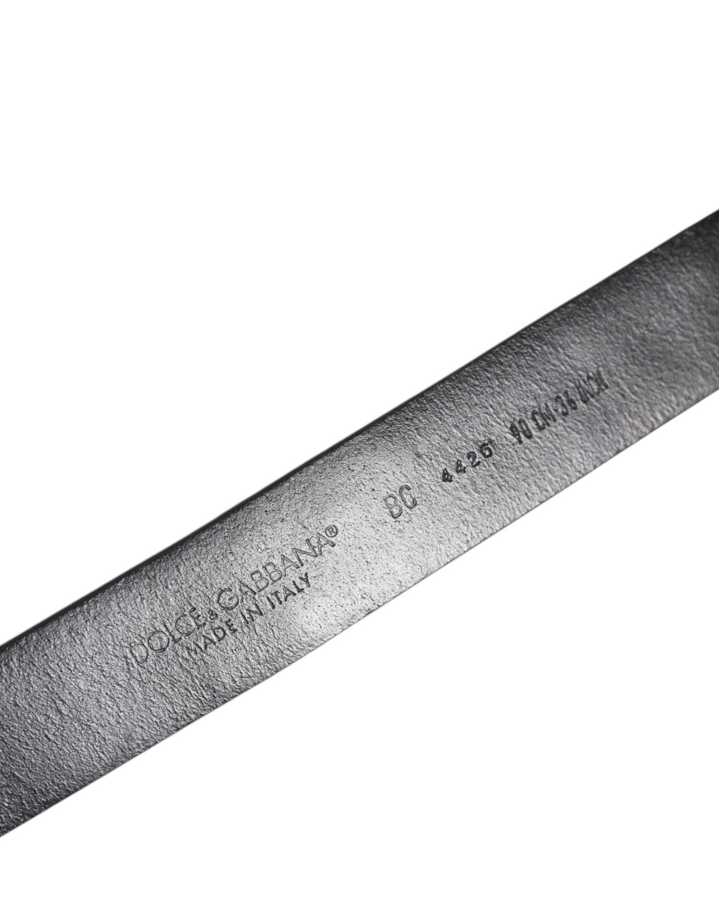 Black Studded Leather Metal Logo Buckle Belt