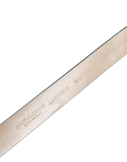 Blue Leather Classic Gold Metal Buckle Belt