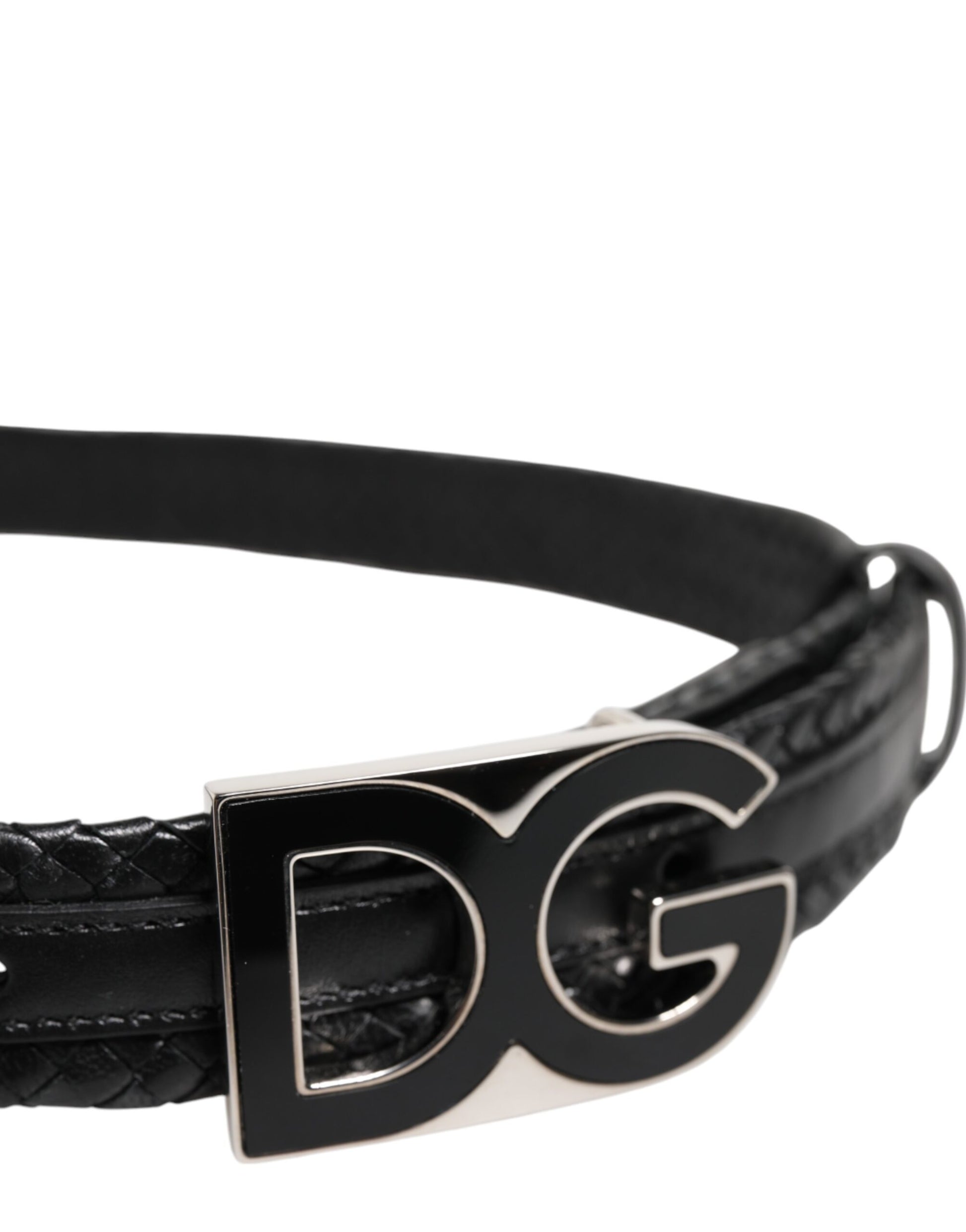 Black Classic Leather DG Logo Buckle Belt