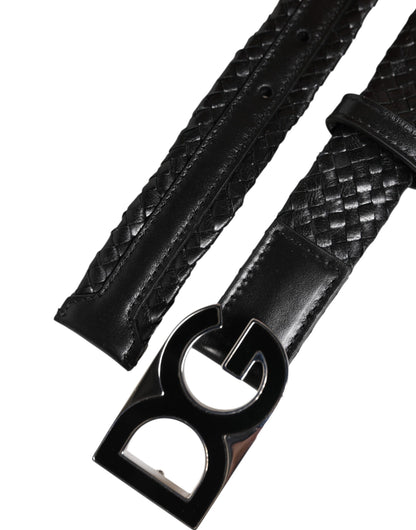 Black Classic Leather DG Logo Buckle Belt