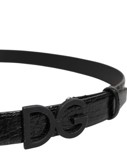 Black Leather Classic Metal DG Buckle Belt