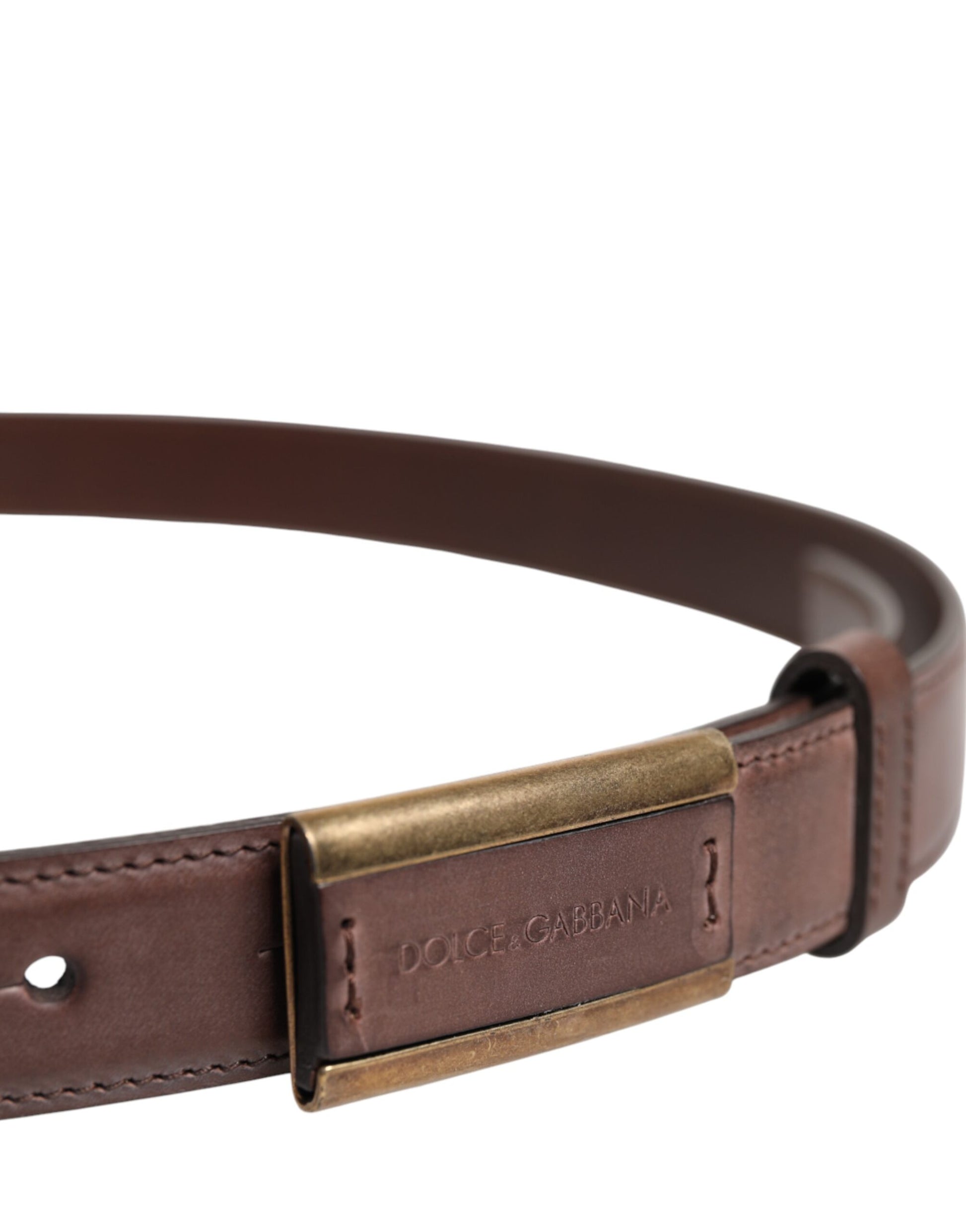Brown Calf Leather Antique Buckle Belt