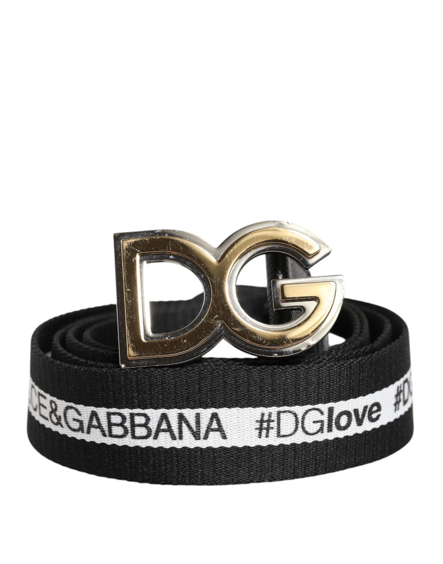 Black Cotton Gold Tone Metal DG Buckle Belt