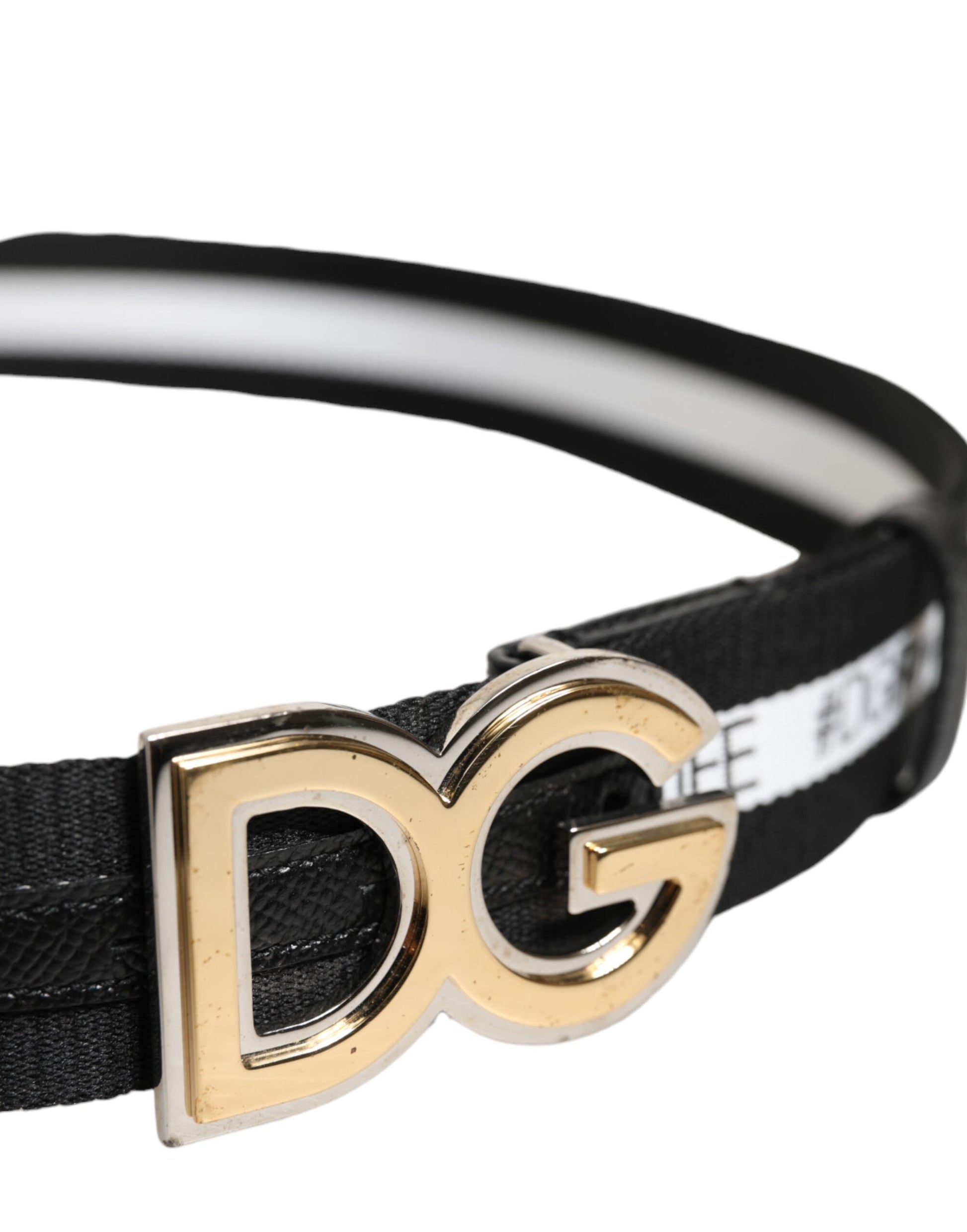 Black Cotton Gold Tone Metal DG Buckle Belt