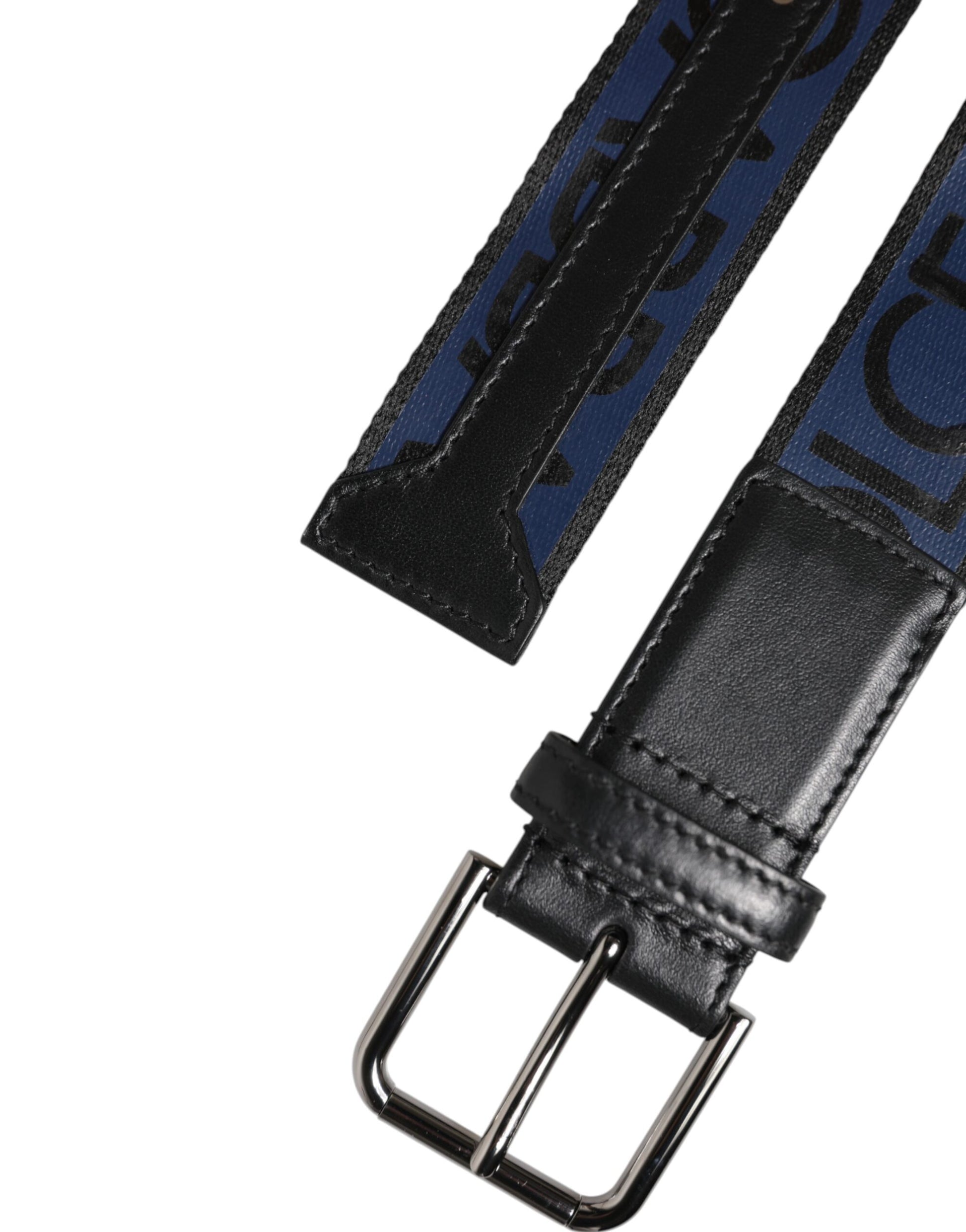 Blue Black Polyester Metal Buckle Belt