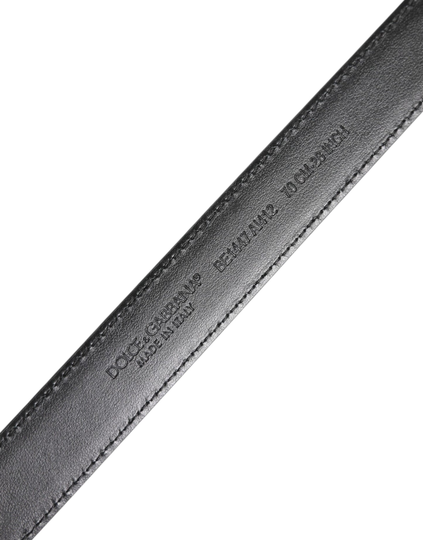 Black White Leather Silver Metal Buckle Belt