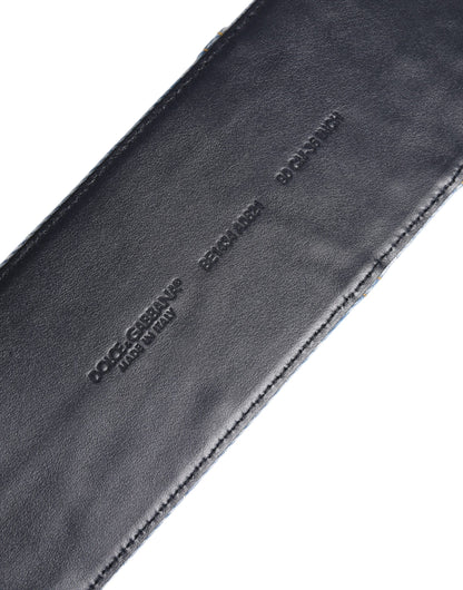 Two Tone Blue Denim Gold Metal Buckle Belt