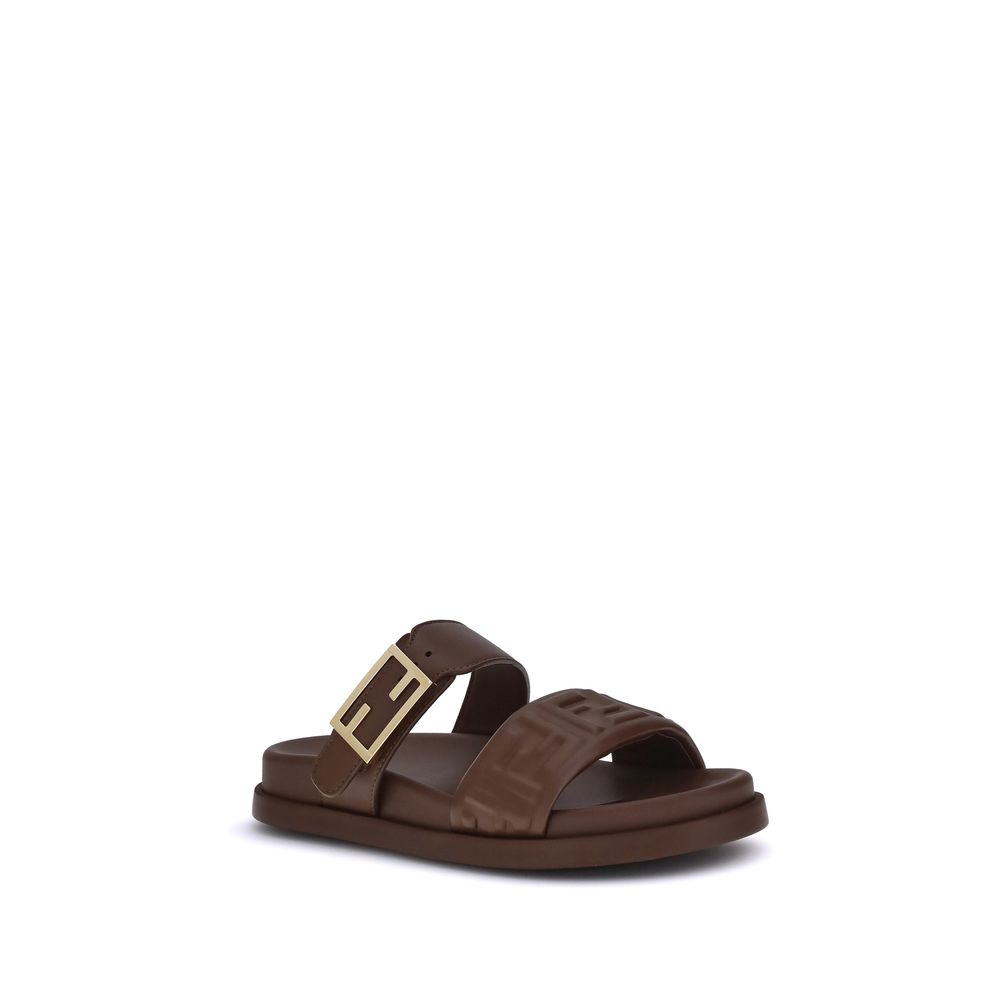 Brown Calf Leather Bos Taurus Flat Sandals