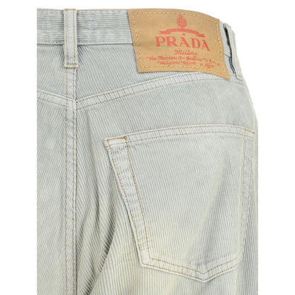 Light Blue Cotton Casual Pants