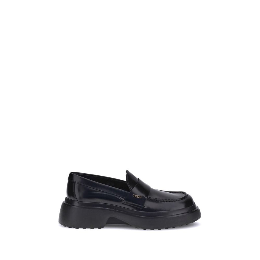 Black Rubber Platform Loafers