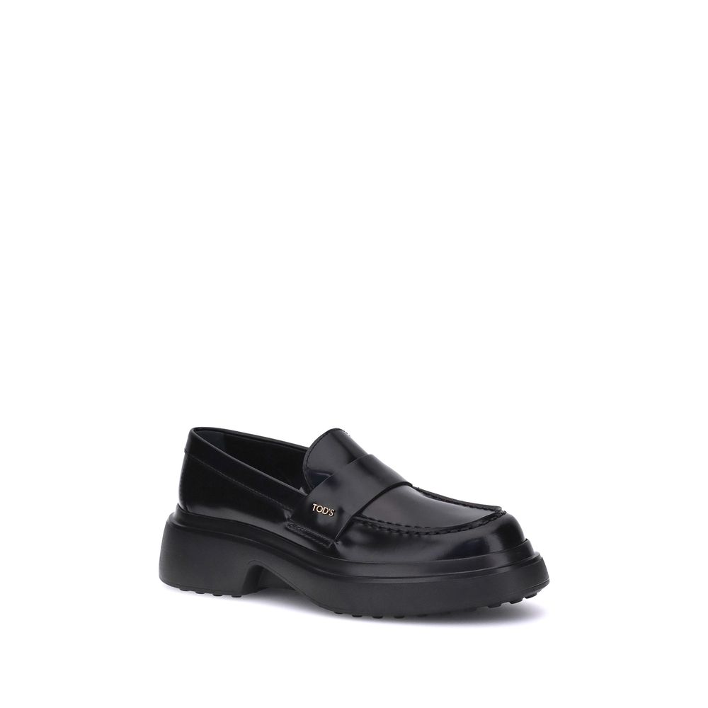 Black Rubber Platform Loafers