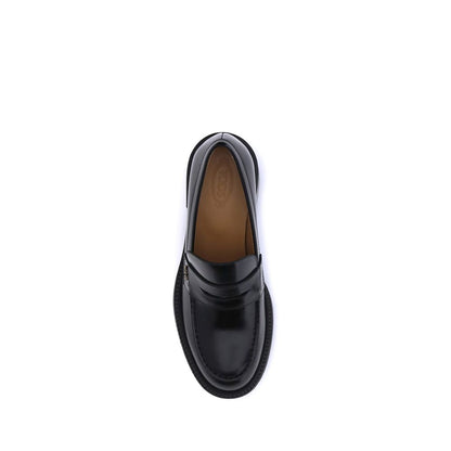 Black Calf Leather Bos Taurus Platform Loafers