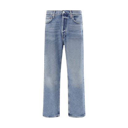 Light Blue Cotton Straight-Leg Jeans