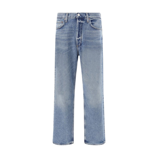 Light Blue Cotton Straight-Leg Jeans