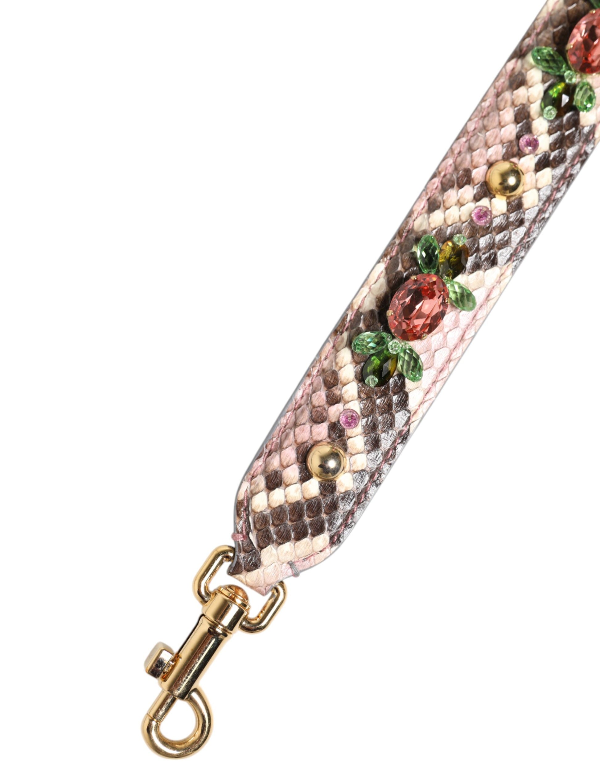 Multicolor Python Embellished Crystal Stud Shoulder Strap