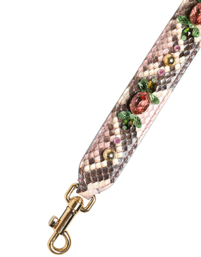 Multicolor Python Embellished Crystal Stud Shoulder Strap