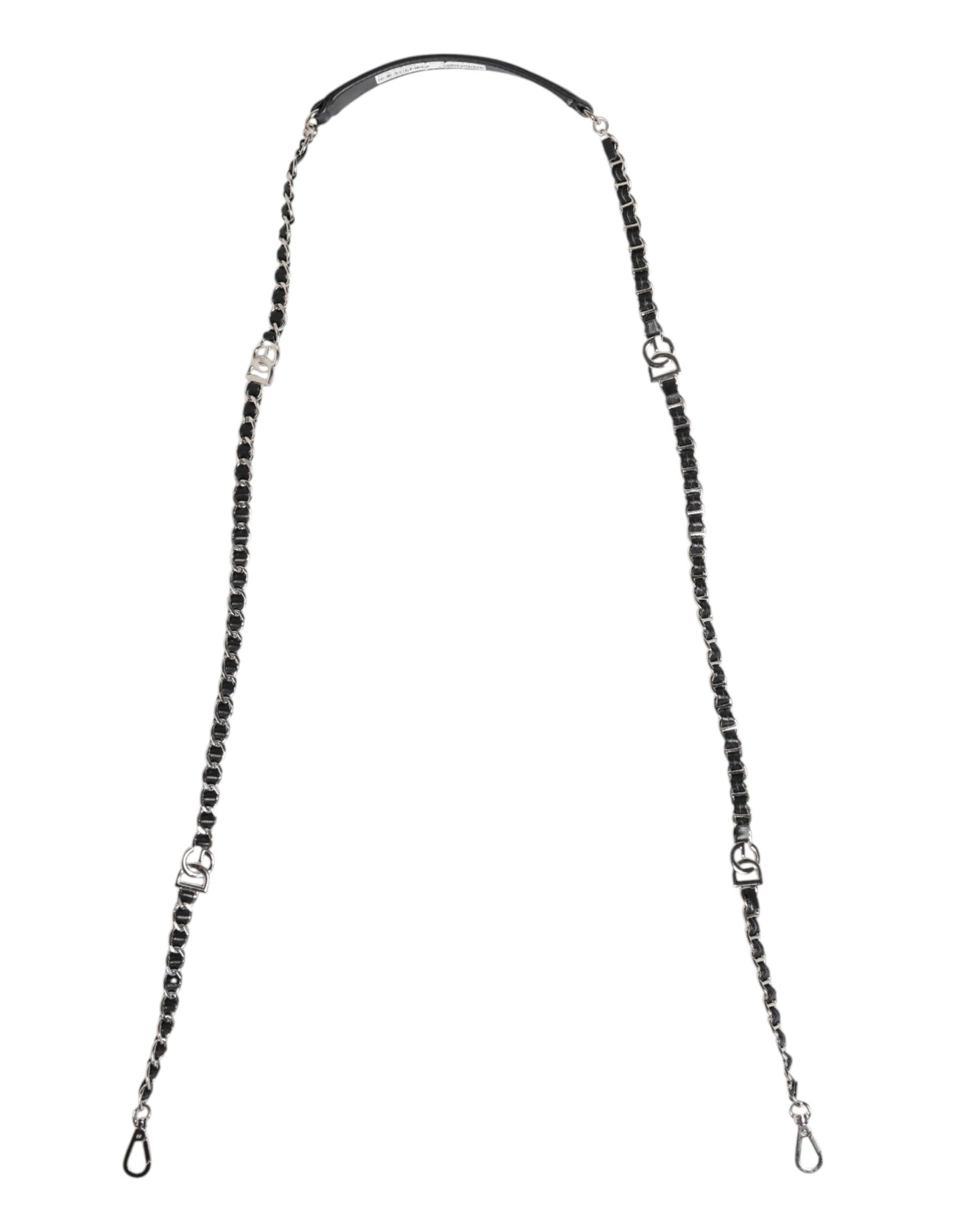 Black Leather DG Logo Chain Bag Shoulder Strap