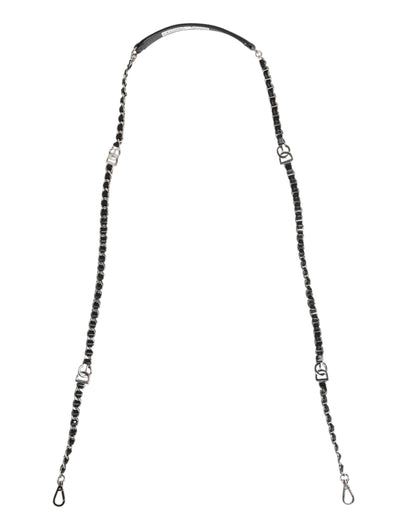 Black Leather DG Logo Chain Bag Shoulder Strap