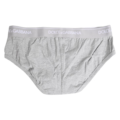 Gray Cotton Stretch Regular Brief Underwear