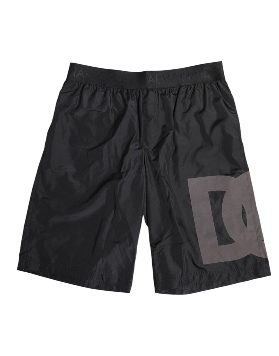 Black Logo Print Beachwear Men Shorts Swimwear