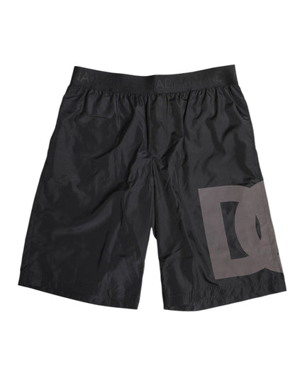 Black Logo Print Beachwear Men Shorts Swimwear