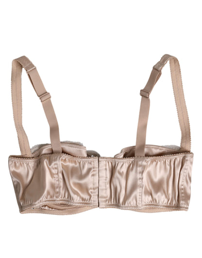 Biege Silk Underwired Balconette Bra Underwear