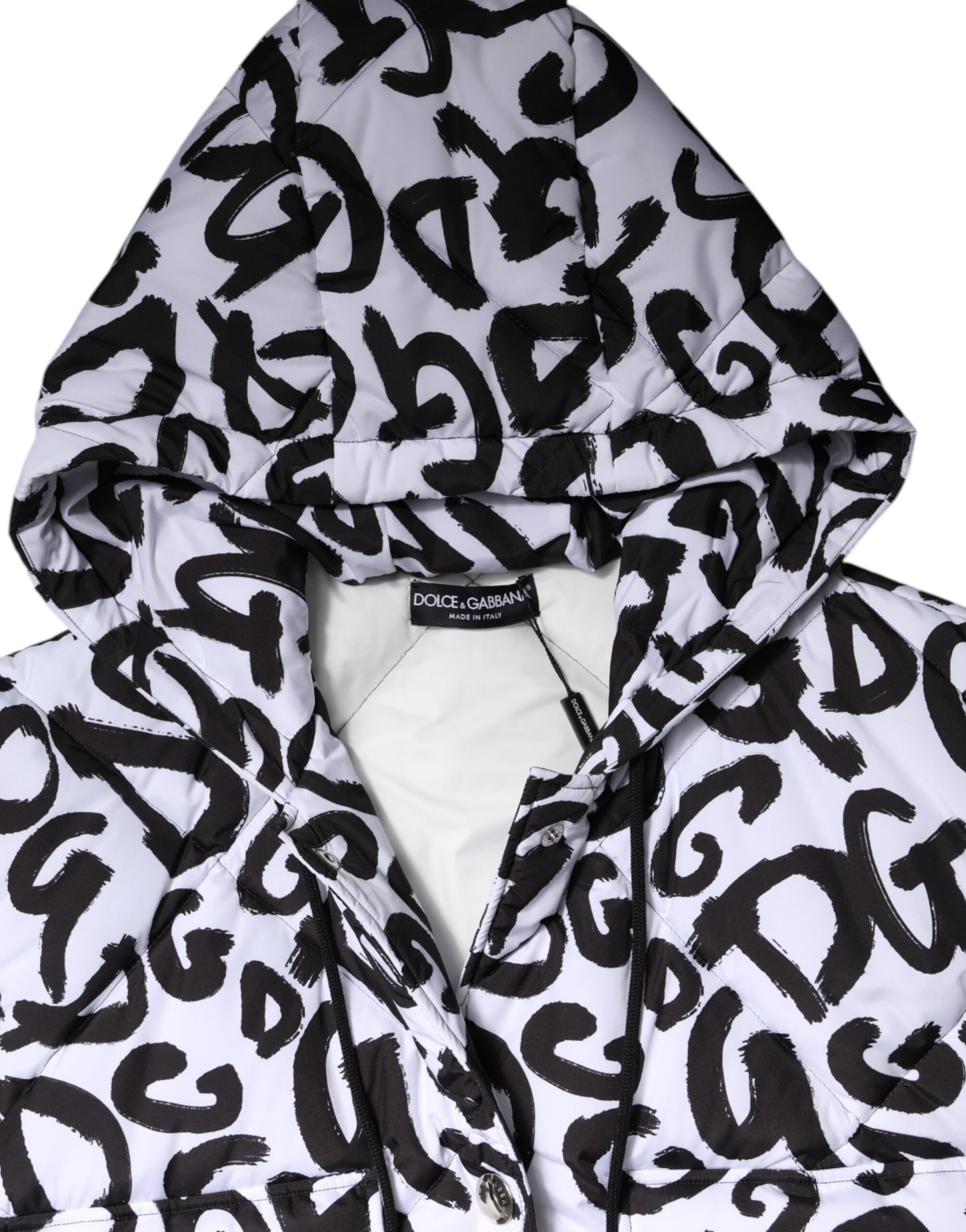 White DG Mania Hooded Sleeveless Puffer Jacket