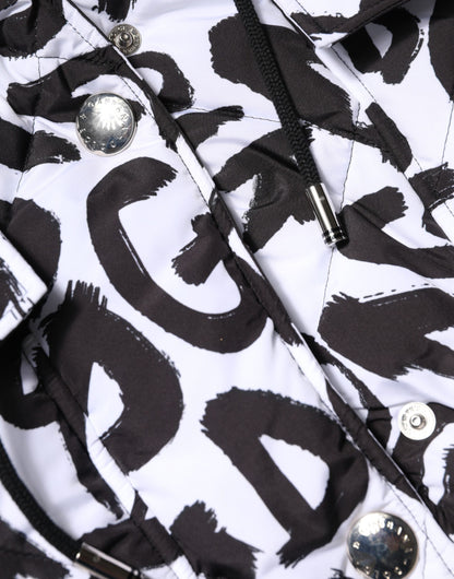 White DG Mania Hooded Sleeveless Puffer Jacket