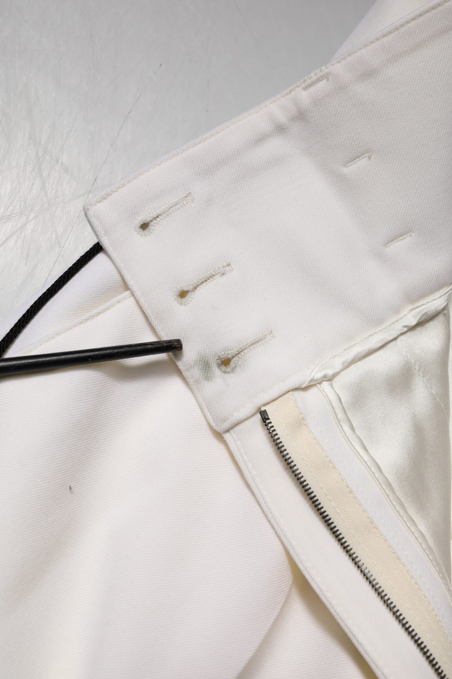 White Wool High Waist Tapered Pants