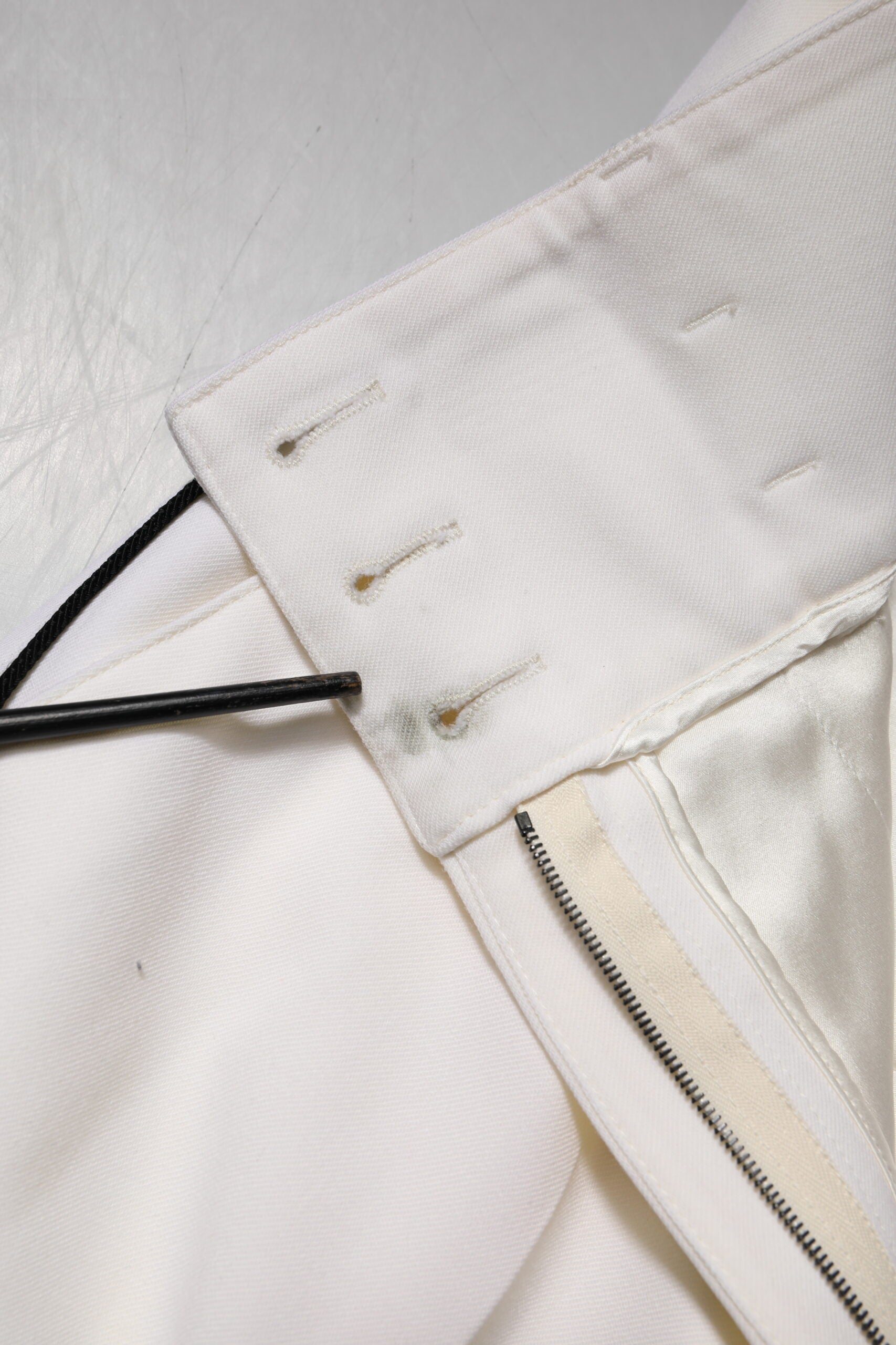 White Wool High Waist Tapered Pants