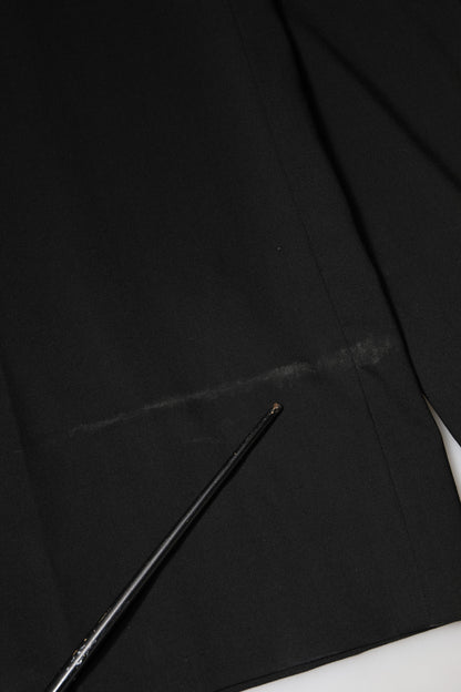 Black Wool High Waist Wide Leg Pants