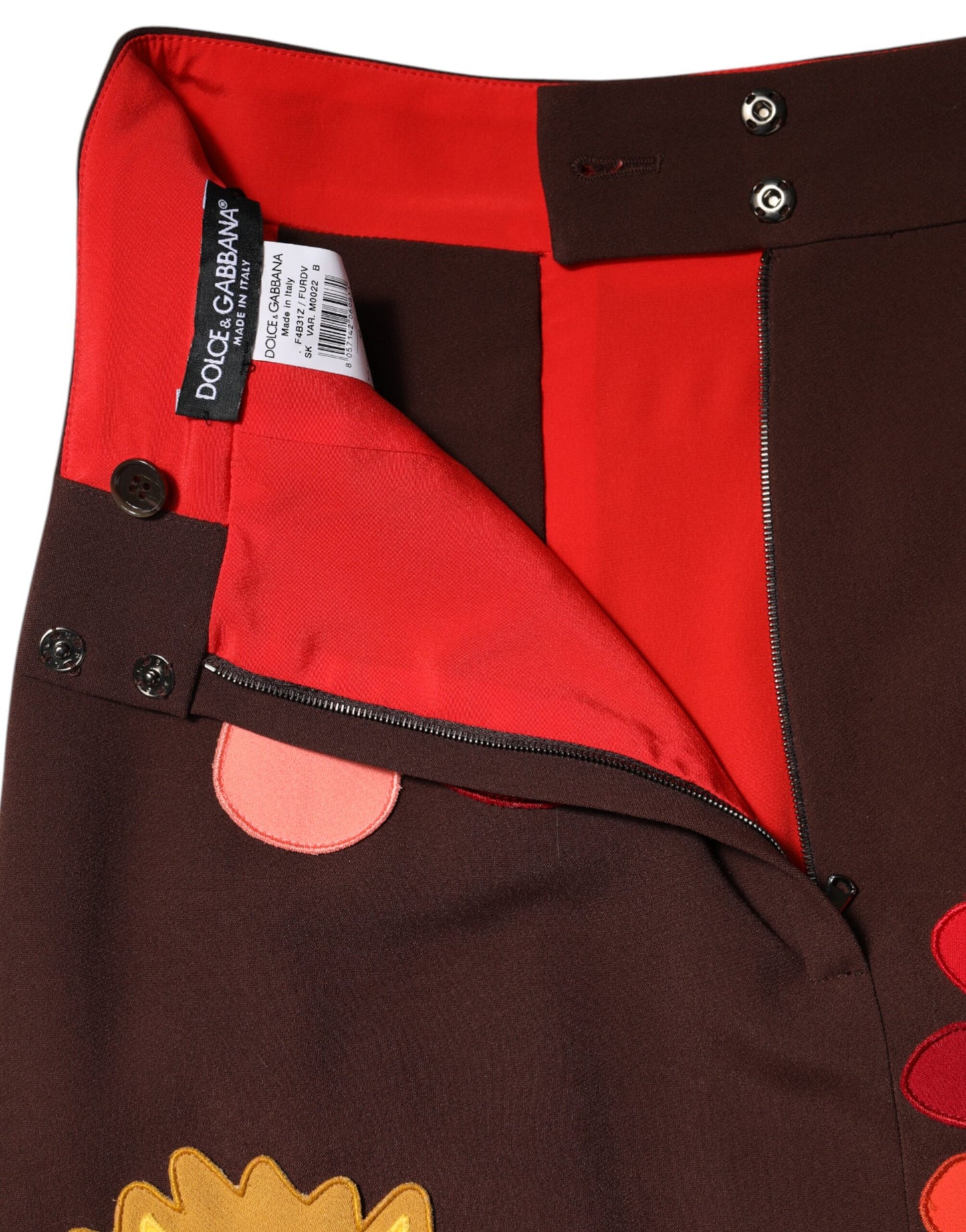 Brown Floral High Waist Side Slit Skirt