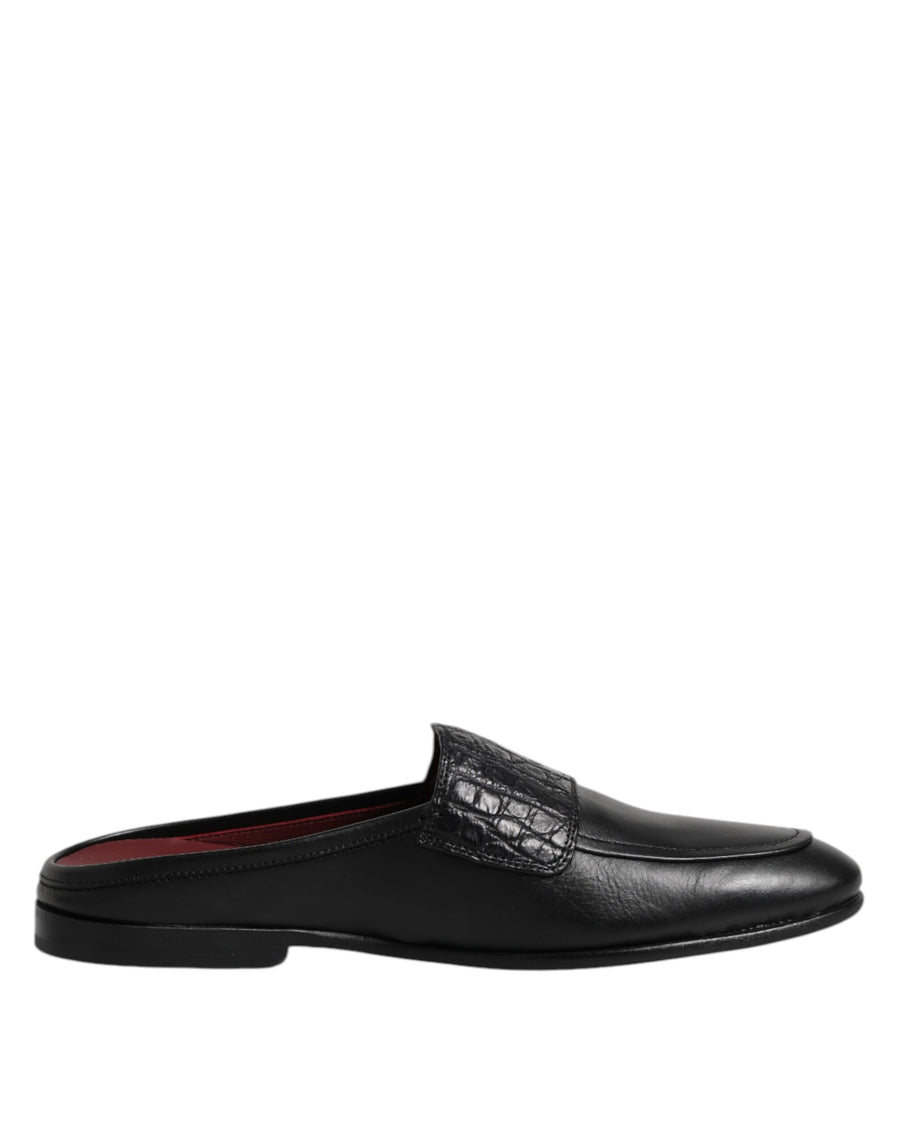 Black Calfskin Leather Slip On Loafers Shoes