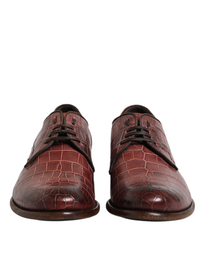 Burgundy Leather Lace Up Derby Dress Shoes