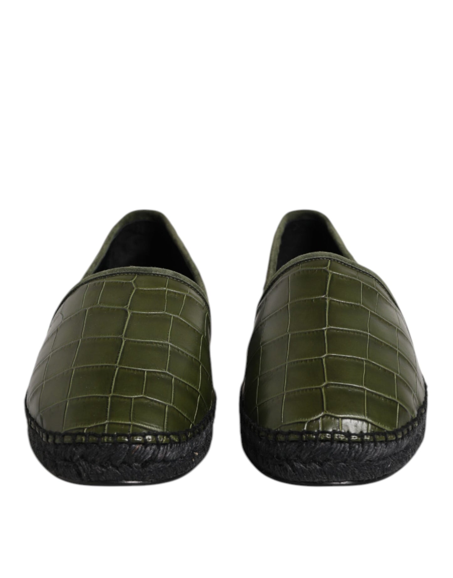 Green Exotic Leather Espadrilles Slip On Shoes